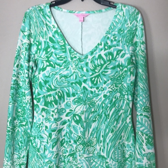 Lilly Pulitzer cotton green bungle in the jungle pullover v-neck dress small - Picture 3 of 12